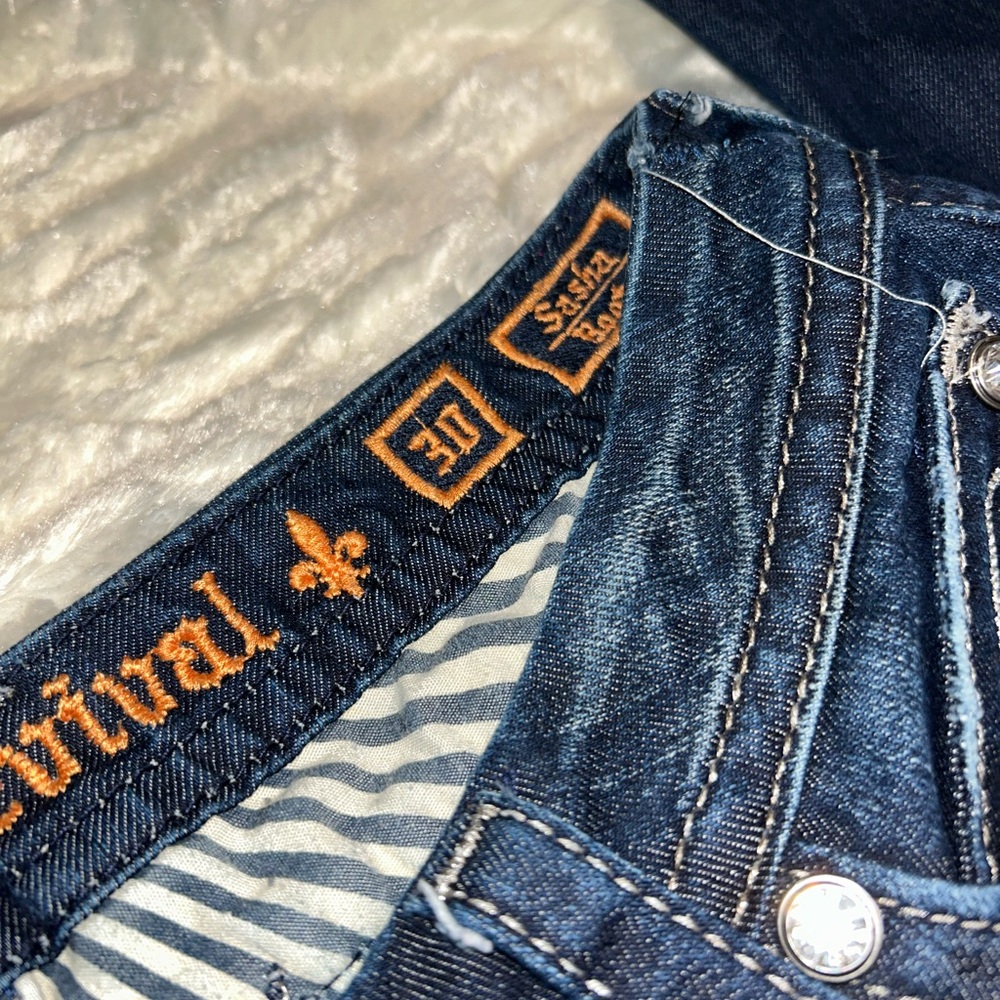Rock Revival Dark Blue Boot Cut Jeans with Embroidery - Picture 4 of 5